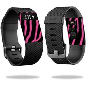 MightySkins Skin Compatible with Fitbit Charge HR Watch Cover wrap Sticker Skins Zebra Pink