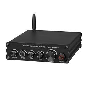 Depusheng Stereo Audio Receiver Amplifier 2.1 Channel Mini Hi-Fi Bluetooth 5.0 Audio Component Amplifier 50 Watt x2+100 Watt for Home Outdoor Passive Speakers/Subwoofer Powered Subwoofer