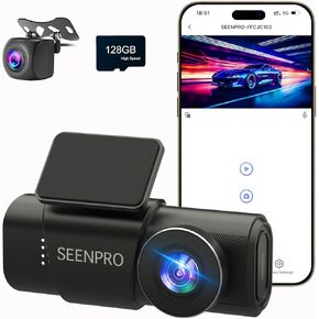 4K Dash Cam, Dash Camera Front and Rear, Include 128GB Card, Built-in Wi-Fi, 170° Wide Angle, Night Vision, HDR, G-Sensor, 1.47" Screen, Parking Mode, Loop Recording, App Control