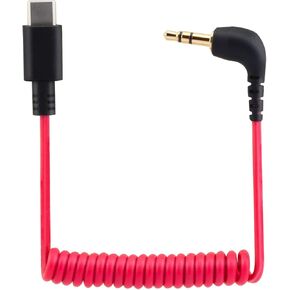 USB C to 3.5mm Cable for RODE Wireless Go II, Coiled Right Angle TRS Male DAC AUX Adapter Audio Cord Compatible with iPhone 15 Pro Max Plus, Galaxy S23 Ultra, Pixel 7 iPad Air Mini