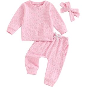 Toddler Newborn Baby Girl Clothes Daisy Floral Sweatshirt Jogger Pants Set 3Pcs Outfit Fall Winter Tracksuit Sweatsuit