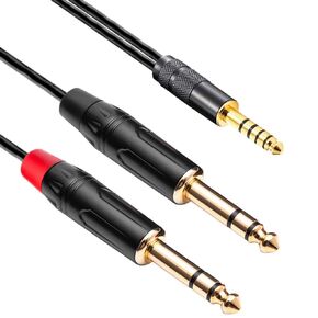 gotor 4.4mm 6.35mm Audio Cable 4.4mm Male to 2 6.35mm Male Balanced Cable 6N OFC Gold Plated Dual 6.35mm 1/4 Inch TRS Plug Jack Stereo Adapter