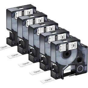 Compatible for DYMO 18489 Flexible Nylon Label Tapes Black on White 3/4" x 11.5' (19mm x 3.5m) Work with Rhino 4200 5000 5200 6000 Industrial Label Makers, (5-Pack)