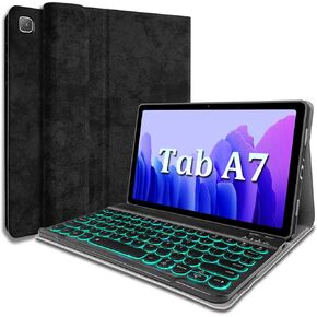 Backlit Keyboard Case for Samsung Galaxy Tab A7 10.4" 2020, 7 Colors Backlight Magnetically Detachable Wireless Keyboard & PU Folio Stand Cover Case for SM-T500, SM-T505, SM-T507 (Black)