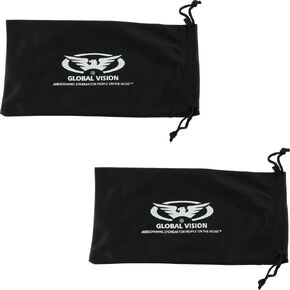 Global Vision 2 Large Black 4 1/4" x 8 1/2" Micro-Fiber Bags Sunglasses for Goggles Cell Phone Carrying Pouch Case Sleeve