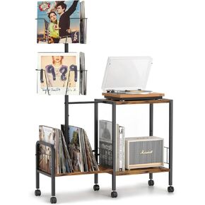Bikoney Record Player Stand with Vinyl Record Storage, Record Player Table Up to 150 Albums, Turntable Stand for Vinyl Records, Vinyl Record Holder Shelf for Living Room
