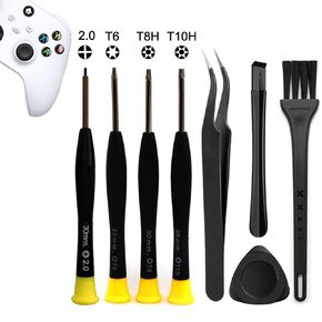 Cleaning Repair Tool Kit for Xbox One, Elite 1, Elite 2, 360, One S, Series S/X Controller with Paddles, Torx Security Screwdriver Set T6 T8H, Plastic Safe Pry Bar, Triangle Paddle, Spare Part(Xbox-4)