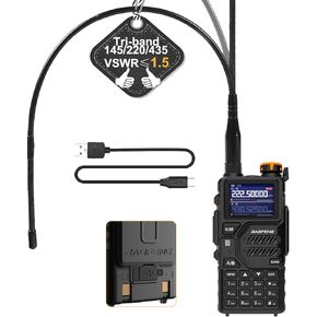 BAOFENG Radio K5 PLUS Portable Ham Radio Long Range Tri band High Power Baofeng Ham Radio One Touch Frequency Search NOAA USB-C CHIRP