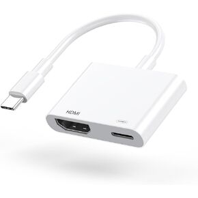محول USB C إلى HDMI، مخرج صوت فيديو 1080P USB من النوع C إلى HDMI 4K مع محول منفذ شحن 100 واط من النوع C متوافق مع iPhone 15/15 Plus/15 Pro/15 Pro Max، iPad Pro، Galaxy S24/S23/S22 in Kuwait