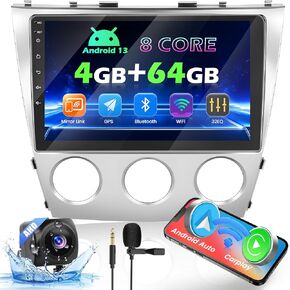 Roinvou 8 Cores 4+64G Android Radio Upgrade for Toyota Camry 2006-2011(Manual A/C), 10.1'' HD Touchscreen with Wireless CarPlay Android Auto GPS Navigation WiFi Backup Camera Mirror Link BT Mic RDS