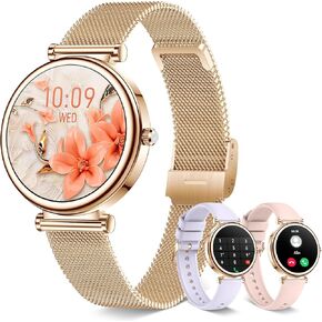 Smart watch for Women (Answer/Make Calls),1.27 Inch Round Smartwatch with 100+ sports modes, Heart Rate/Sleep Monitor Pedometer IP68 Waterproof Activity Fitness Watch for iPhone Android, Rose Gold