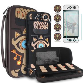 TIKOdirect Carrying Case Accessories for Switch,Portable Travel Case with Soft Protective Case, Screen Protectors and Thumb Grip caps, Green