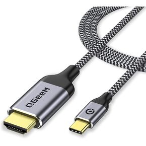 QGeeM USB C to HDMI Cable Adapter, Braided USB Type-c 4K@60Hz(Thunderbolt 3/4) Compatible for iPhone 15 Pro Max, iPad Pro,MacBook Pro, iMac, Pixel,Galaxy, Surface,Dell,HP,Thinkpad,HDMI USB-C.-4ft