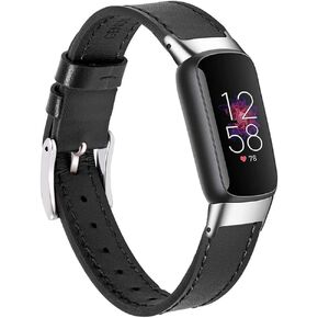 Compatible with Fitbit Luxe Band, Genuine Leather Watch Bands Soft Replacement Wristband for Women, Slim Bracelet Band Strap Accessories for Luxe Fitness and Wellness Tracker