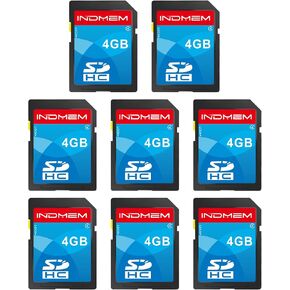 INDMEM SD Card 4GB, 8 Packs Class 4 4GB Flash Memory Card MLC Standard Secure Digital Cards Camera Card