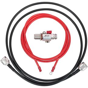 Waveform 50 Ohm Lightning Surge Protector Kit with N-Female Connectors, DC - 6000 MHz | 5' Cable + 10 AWG Ground Wire| for 4G, LTE, 5G, Wi-Fi, Cell Signal Booster, & Other Outdoor Antennas