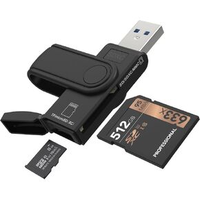 Micro SD Card Reader & 64GB USB Flash Drive 2 in 1 - USB 3.0 Memory Card Reader Adapter Supports SD/Micro SD/MMC/SDXC/SDHC/Micro SDHC Card, Portable U Disk Thumb Drive Flash Card Reader for Camera