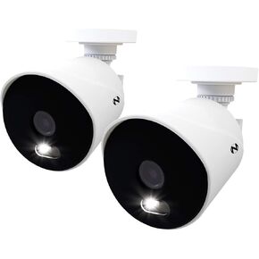 Night Owl 4K Ultra HD Wired Indoor/Outdoor Add-On Cameras with Built-in Motion-Activated Spotlights, 100 ft. of Night Vision, Wide Viewing Angle and Color Night Vision (2-Pack)