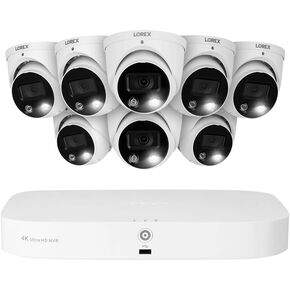 Lorex Fusion 4K 8MP 16-Channel (8 Wired + 8 Wi-Fi) 2TB PoE NVR System with 8 Indoor/Outdoor Metal IP Dome Cameras - Color Night Vision, Smart Deterrence, IP67 Weather Rating and 2-Way Audio (White)