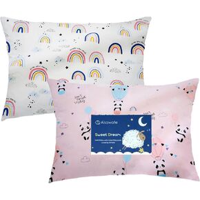 Kid Toddler Pillowcase, 2 Packs Organic Cotton Pillow Cover for Girl, 14x20 Pillowslip Case for Sleeping Fits Pillows Sized 13x18 or 14x19, Envelope Closure Travel Pillowcase (Elephant, Pink Clound in Kuwait