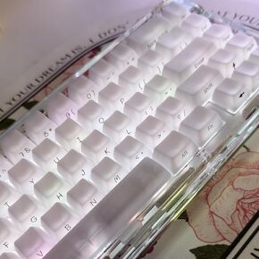 Translucent Keycaps 130 Keys OEM Profile White Keycaps Set Fit for 60% 65% 75% 95% Mechanical Keyboard Cherry Mx Switches