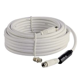 Coaxial RG6 Cable with F-Male Connector (40FT) - White - Grip Caps -with F-F Coupler Splice Adapter