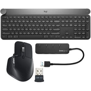 لوحة مفاتيح لاسلكية متقدمة من Logitech Craft مع ماوس لاسلكي ومحول دونجل وحزمة محور USB 3.0 (4 قطع) in Kuwait