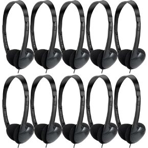 10 Pack Classroom Headphones Bulk for Kids School Class Set Headphones for Students Teens Toddler Children and Adult (Black)