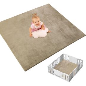 MABOZOO Extra Large Baby Play Mat for Playpen, 50x50 Memory Foam Thick Tummy Time and Crawling Mat,Anti-Slip & Velvet Baby Floor Mat for Toddlers,Kids,Yoga Mat