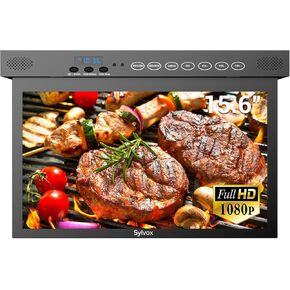 SYLVOX 15.6 inch Smart TV for Kitchen, 1080P RV TV Under Cabinet TV, Smart Google TV Rotated & Folded, Support Google Assistant WiFi Bluetooth, Small TV for Kitchen, Bedroom, RV Camper, Black