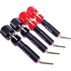 CESS-130 Pin Screw Type Banana, Speaker Pin Plugs for Speaker Wire, 4 Pack