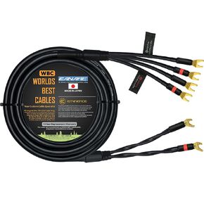 WORLDS BEST CABLES 25 Foot - Canare 4S11 – Audiophile Grade - HiFi Star-Quad Bi-Wire Single Speaker Cable for Center Channel with Eminence Gold Spade Connectors