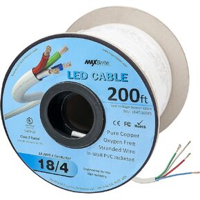 LED Cable 4 Conductor Jacketed in-Wall Speaker Wire UL/cUL Class 2 (200ft. Spool)
