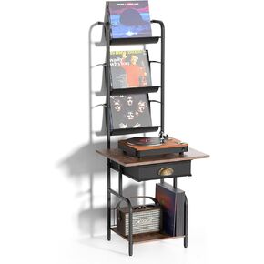 Record Player Stand with Vinyl Storage, Turntable Stand with Vinyl Record up to 200 Albums, Record Player Table, Record Player Cabinet Organizer Rack, with Vinyl Display Shelf for Living Room in Saudi Arabia