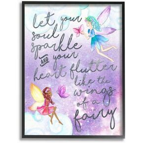 Stupell Industries Let Your Soul Sparkle Fairies Painting Black Framed Wall Art, 11x14, Design by Artist Erica Billups