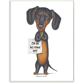 Stupell Industries Dachshund 'I'm The Boss' Fun Family Pet Phrase Wall Art, 10x15, White
