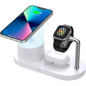 3 in 1 Magnetic Wireless Charger for iPhone, Charging Station for Apple Multiple Device - 18W Fast Charger Dock Stand for iPhone 15 14 13 12, iwatch & Airpods, WHITE, CW330 in Saudi Arabia