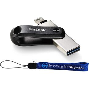 SanDisk iXpand Go 64GB Flash Drive for iPhone, iPad, Computers & Laptops - 3.0 USB 2-for-1 Drive with Type-A & Lightning Connectors (SDIX60N-064G-GN6NN) Bundle with 1 Everything But Stromboli Lanyard