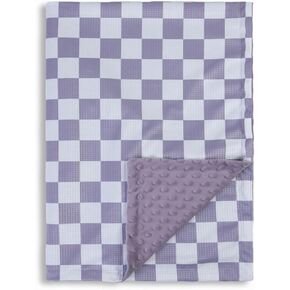Checkered Baby Blanket for Boys Soft Blankets with 3D waffle blanket, Warmer Comfort Reversible Lightweight Bed Blanket for Toddlers Infant or Newborn 28 x 40 Inch (Grass green)