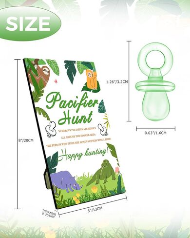 Baby Shower Games, Baby Shower Decorations, 1 Baby Pacifier Hunt Sign and 50 Acrylic Pacifiers for Gender Reveal Games (Green) in Saudi Arabia