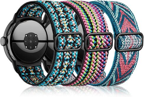 DaQin 3 Pack Stretchy Solo Loop Compatible with Pixel Watch 2 Band/Google Pixel Watch Band for Women Men, Soft Nylon Elastic Braided Strap Wristband Replacement for Pixel Watch/Pixel Watch 2 Band in Saudi Arabia
