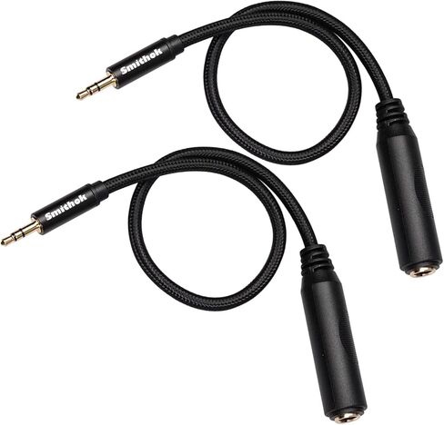 2 Pack 3.5mm to 1/4 inch Female Headphone Adapter, Quarter 1/4 inch 6.35mm Stereo Female Jack to 1/8 inch 3.5mm Male Audio Adapter for Headphone, Amplifiers, Guitar, Amp etc.- 12inch/30cm in Saudi Arabia