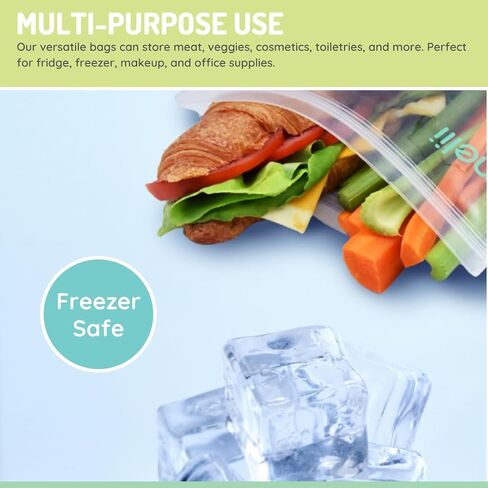 melii Reusable Sandwich & Snack Bags for Kids & Adults, Food Storage, Organization & Meal Prep Containers, Leakproof, BPA free, 4 Pack, 2 Panda & 2 Bear in Saudi Arabia
