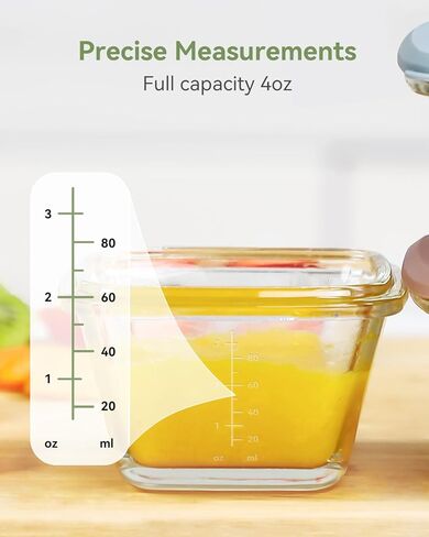 حاويات طعام الأطفال من HEYVALUE - برطمانات زجاجية لطعام الأطفال بأغطية سعة 118 مل، 12 حاوية تخزين صغيرة، صانعة طعام الأطفال لأغذية الأطفال والميكروويف وغسالة الأطباق والفريزر، خالية من مادة BPA in Kuwait