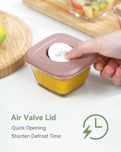 حاويات طعام الأطفال من HEYVALUE - برطمانات زجاجية لطعام الأطفال بأغطية سعة 118 مل، 12 حاوية تخزين صغيرة، صانعة طعام الأطفال لأغذية الأطفال والميكروويف وغسالة الأطباق والفريزر، خالية من مادة BPA in Kuwait