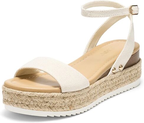Womens Open Toe Espadrilles Dressy Platform Sandals Buckle Ankle Strap Wedges Sandals for Women Casual Dressy Summer in Kuwait