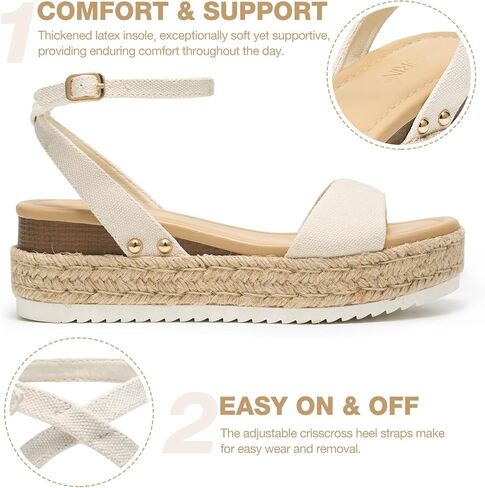 Womens Open Toe Espadrilles Dressy Platform Sandals Buckle Ankle Strap Wedges Sandals for Women Casual Dressy Summer in Kuwait