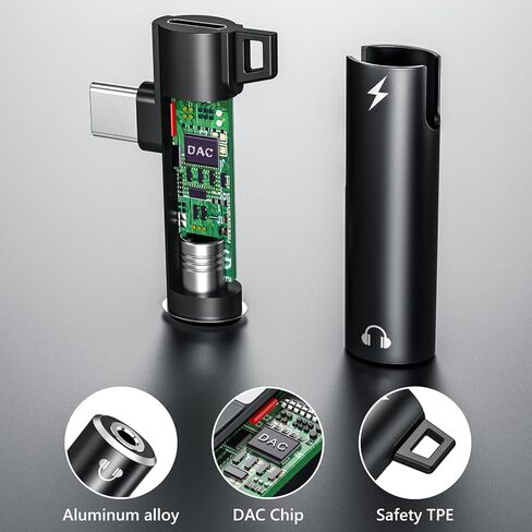 Coolen USB C Adapter USB C to 3.5mm Audio Adapter Aux to USB C Headphone Splitter Jack to USB C Adapter and Charging 2 in 1 Compatible with iPhone 15 Pro Max,Galaxy S24 S23 Ultra S22 S21 Black in Kuwait