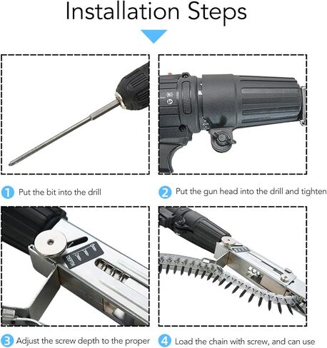 Chain Screw Gun, Packaging Machine, Chain Nail Gun Adapter Aluminum Alloy Corrosion Proof Depth Adjustment Electric Drill Automatic Chain Screw Gun Adapter in Saudi Arabia