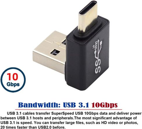 NFHK بزاوية أسفل USB3.0 نوع A ذكر إلى USB 3.1 نوع C ذكر بيانات 10 جيجابت في الثانية محول الشحن 90 درجة للهاتف المحمول in Saudi Arabia